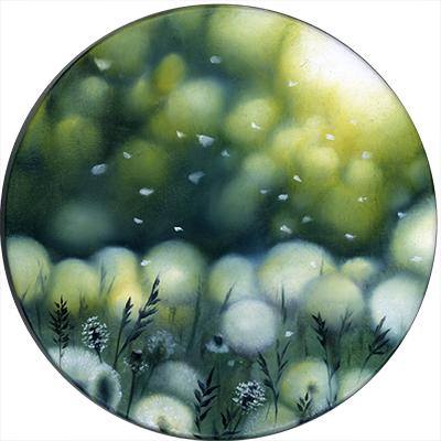 Annette von der Bey, flower meadow on round canvas