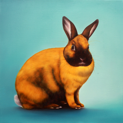 Annette von der Bey, Goldener Hase auf Grün