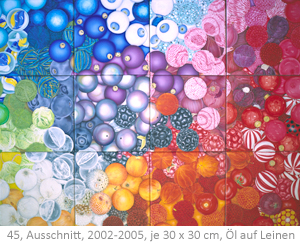 Annette von der Bey, 45, Ausschnitt, 2002-2005, je 30cm x 30cm, Öl auf Leinen