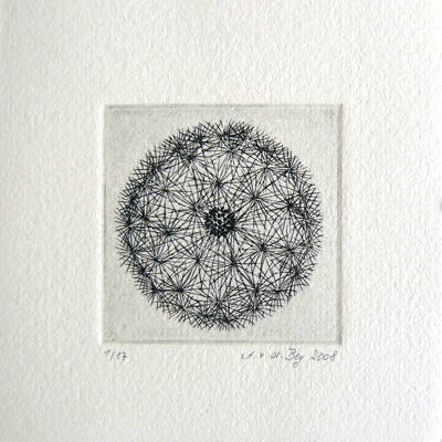 Annette von der Bey, etching dandelion