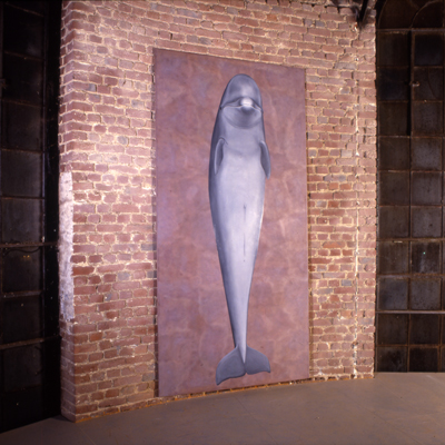 Annette von der Bey, Großer Tümmler im Alten Wasserturm Viersen, 300cm x 150cm, Öl auf Leinen