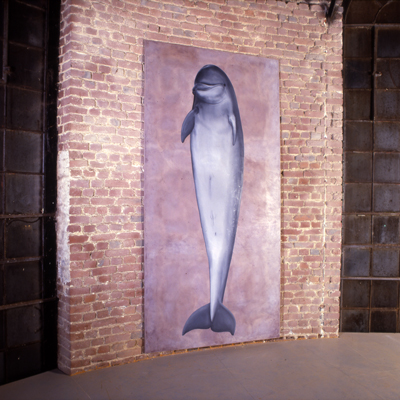 Annette von der Bey, Großer Tümmler im Alten Wasserturm Viersen, 300cm x 150cm, Öl auf Leinen